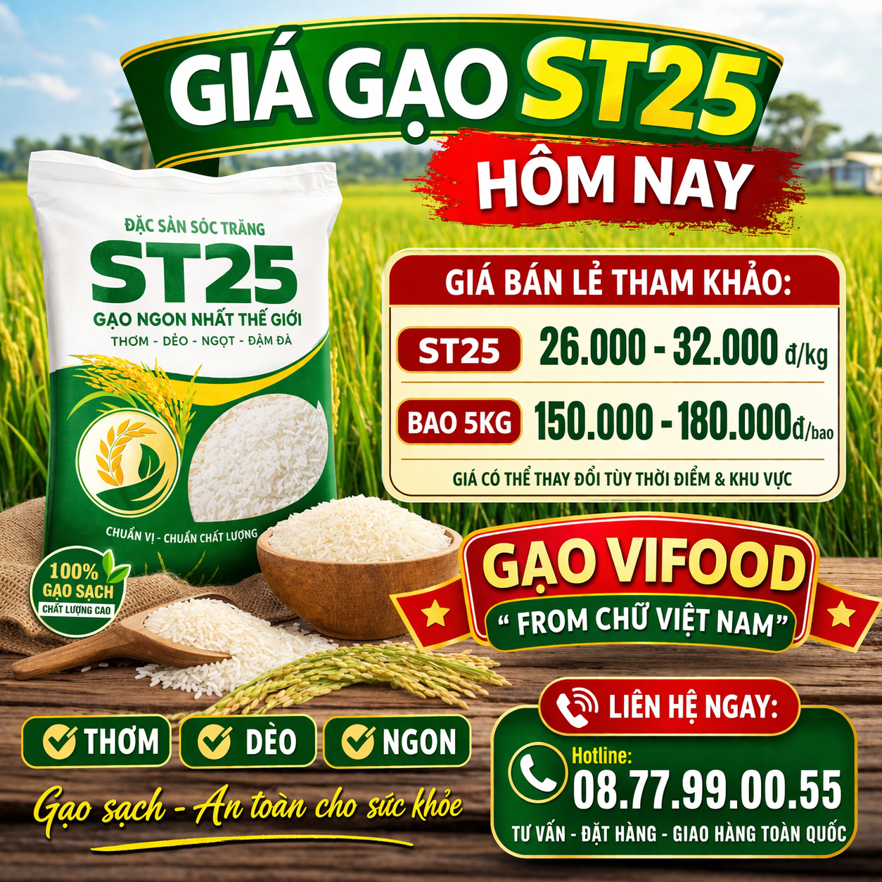 giá gạo st25 hôm nay